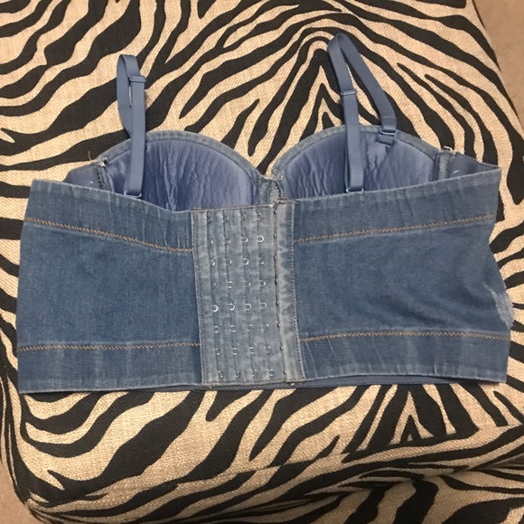 Women’s Denim Bustier Corset Top Bra - Picture 2 of 6
